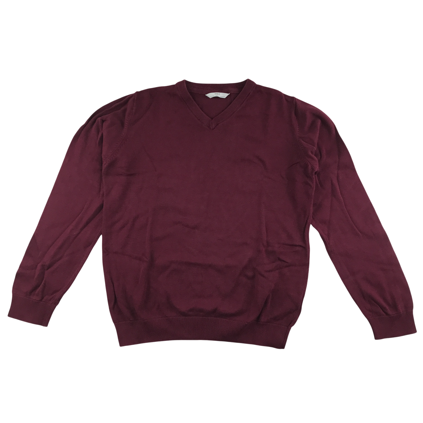 Burgundy v-neck school jumper