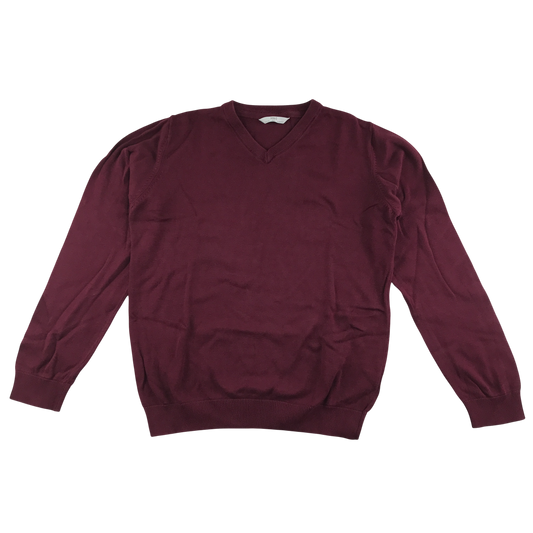Burgundy v-neck school jumper