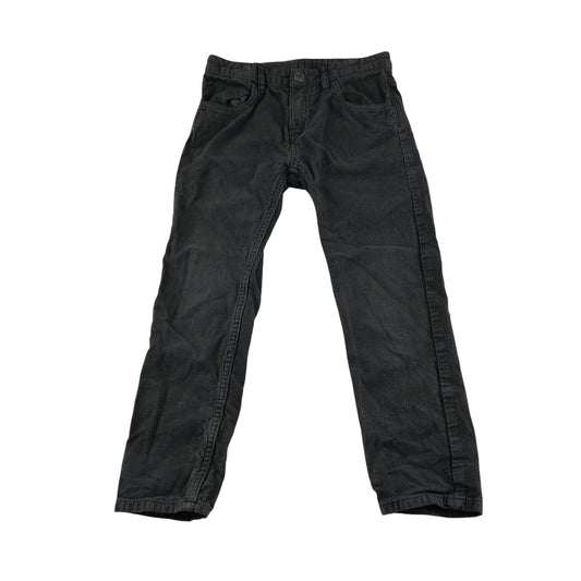 H&M trouser 6-7 year grey plain corduroy pull-on slim fit adjustable waist cotton