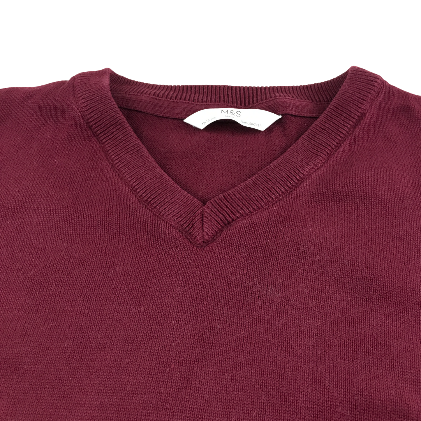 Burgundy v-neck school jumper