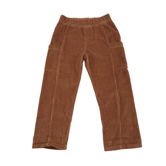 M&S trouser 5-6 year spice brown plain corduroy pull-on cotton