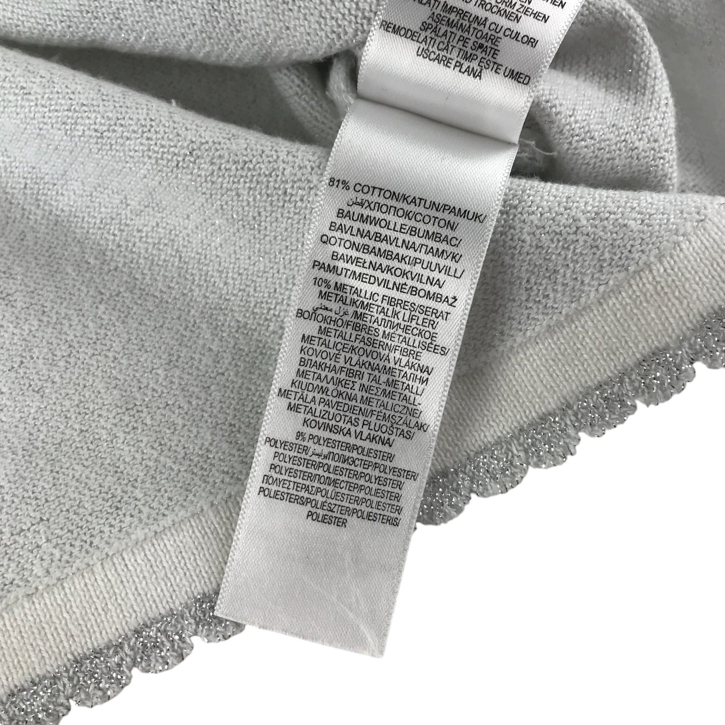 John Rocha bolero 9-10 years silver sparkly single button cropped cardigan