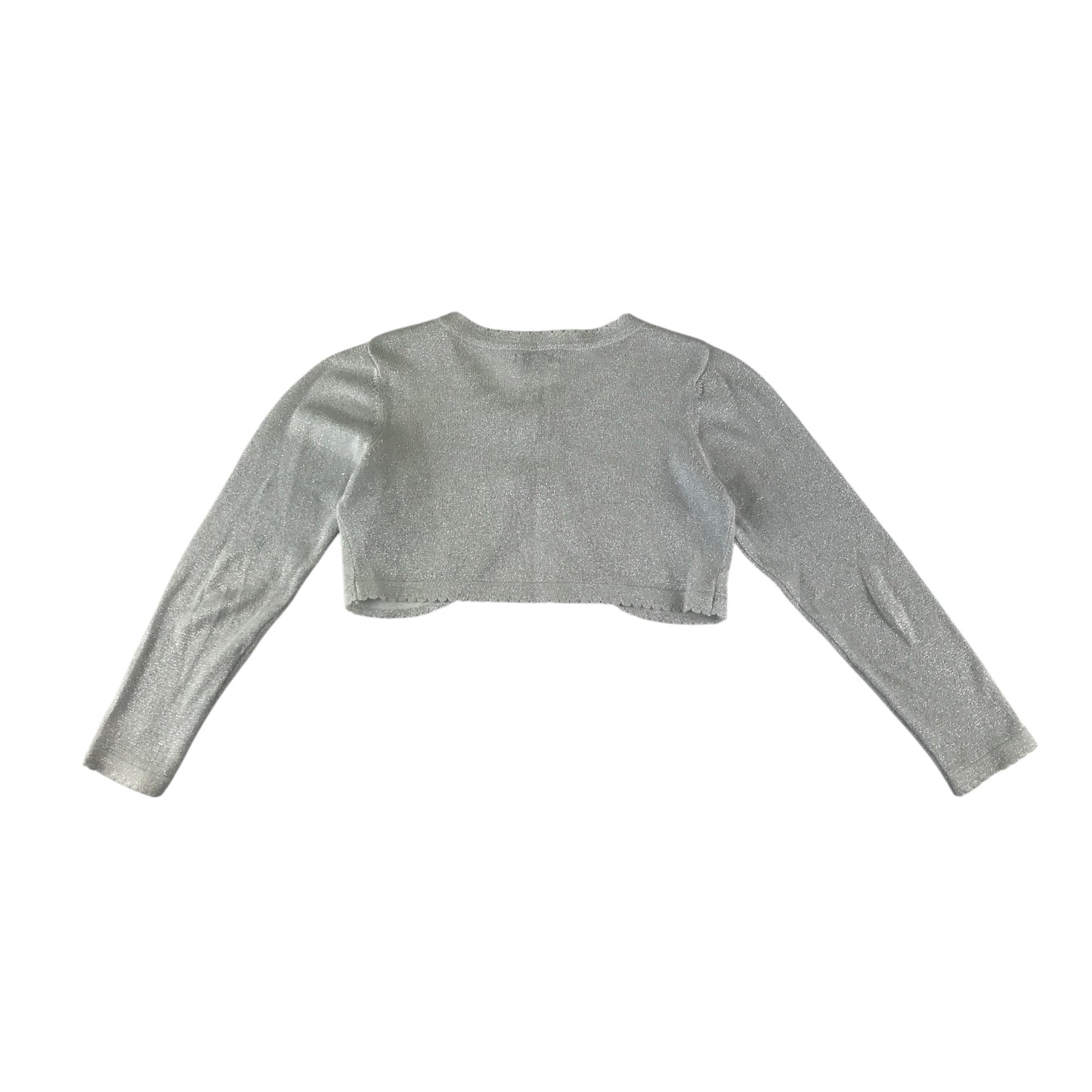 John Rocha bolero 9-10 years silver sparkly single button cropped cardigan