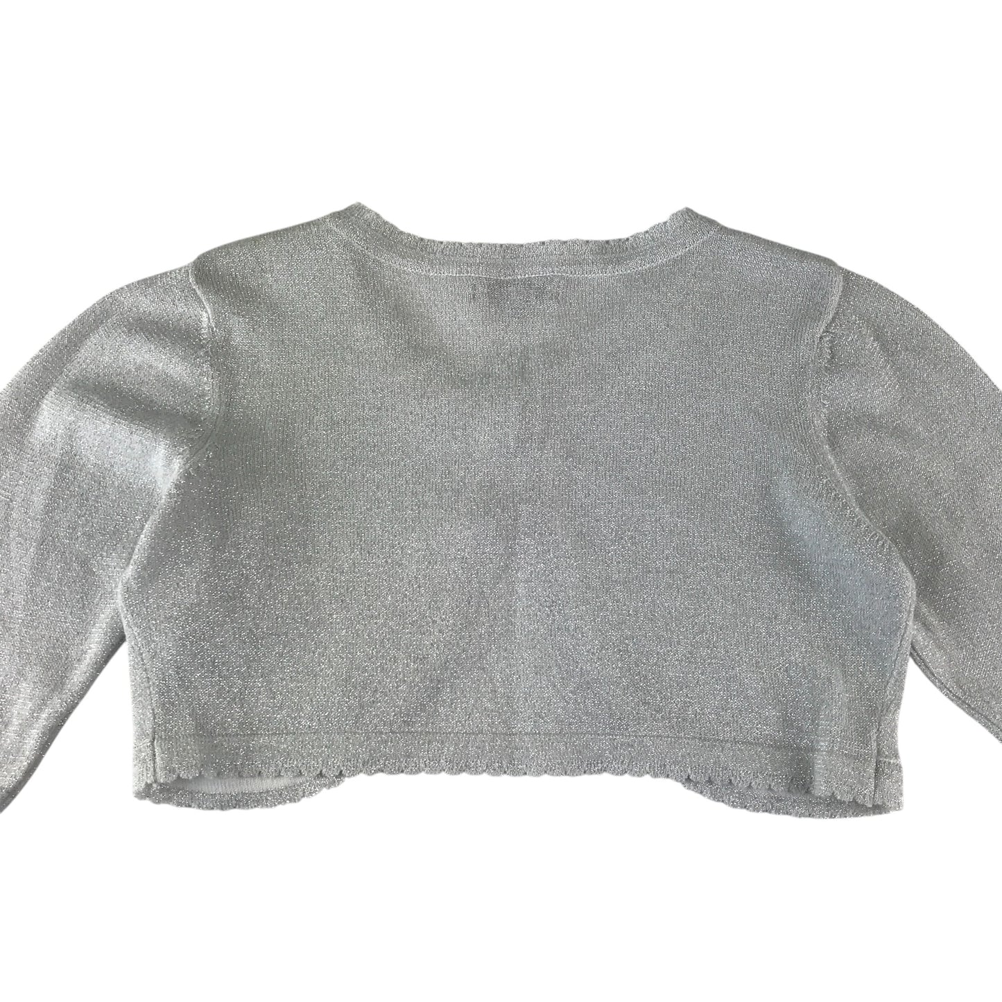 John Rocha bolero 9-10 years silver sparkly single button cropped cardigan