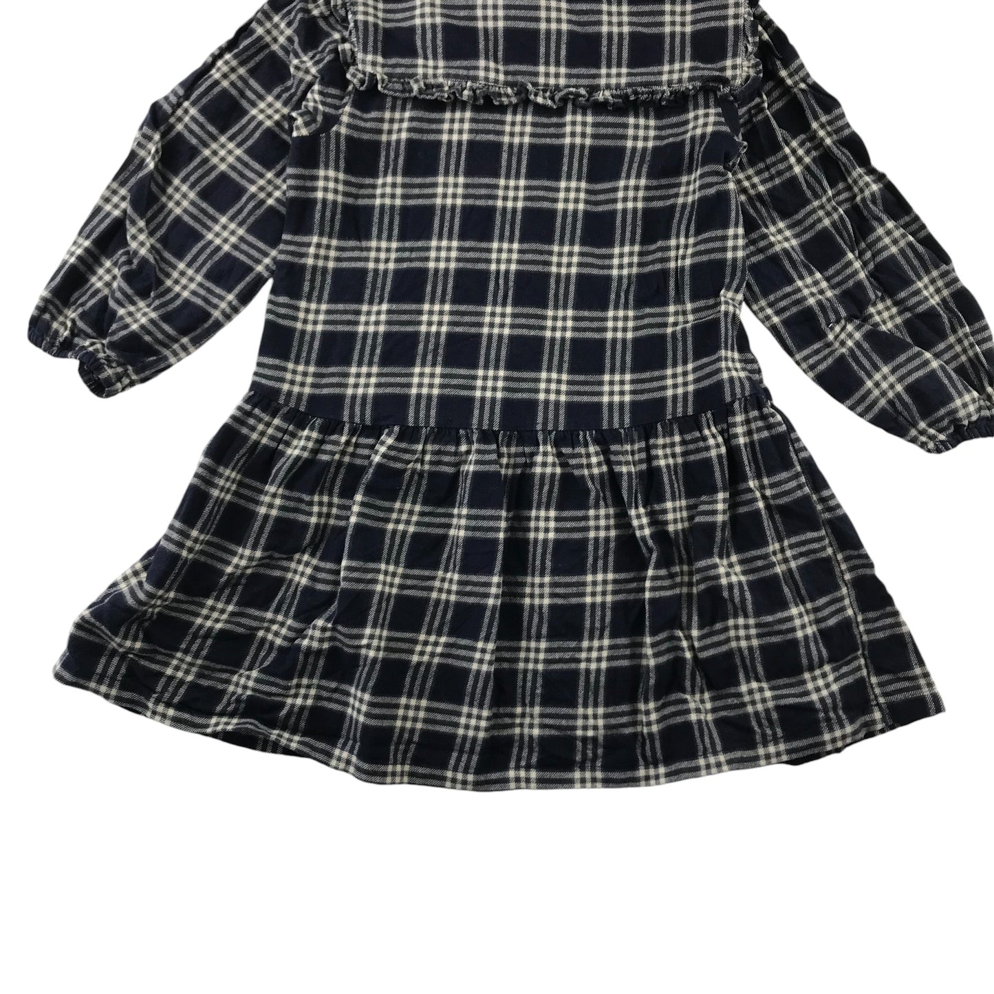 Next dress 5-6 years navy check pattern long sleeve drop waist contrast collar cotton