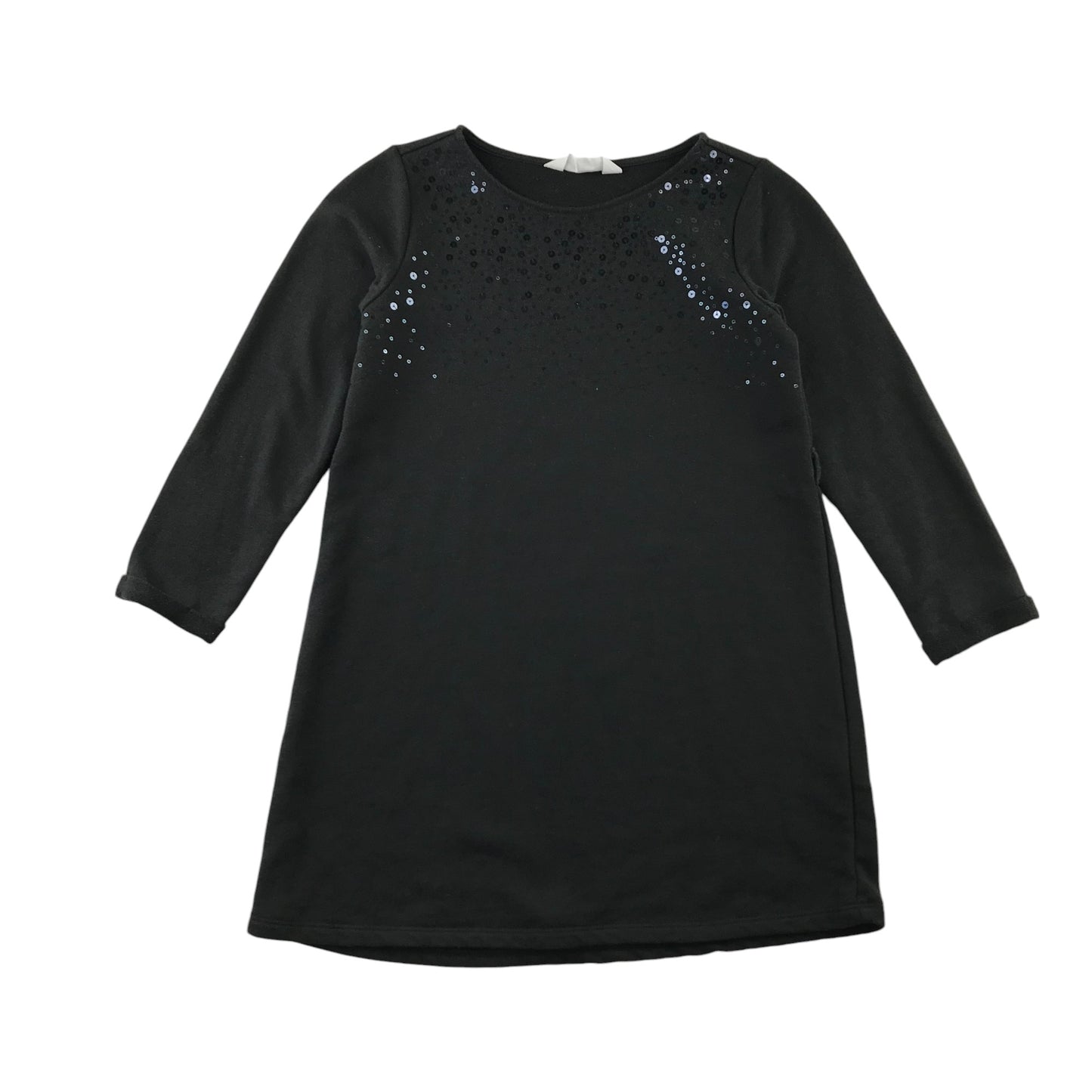 H&M dress 6-8 years charcoal grey long sleeve A-line jersey with sequins