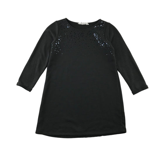 H&M dress 6-8 years charcoal grey long sleeve A-line jersey with sequins