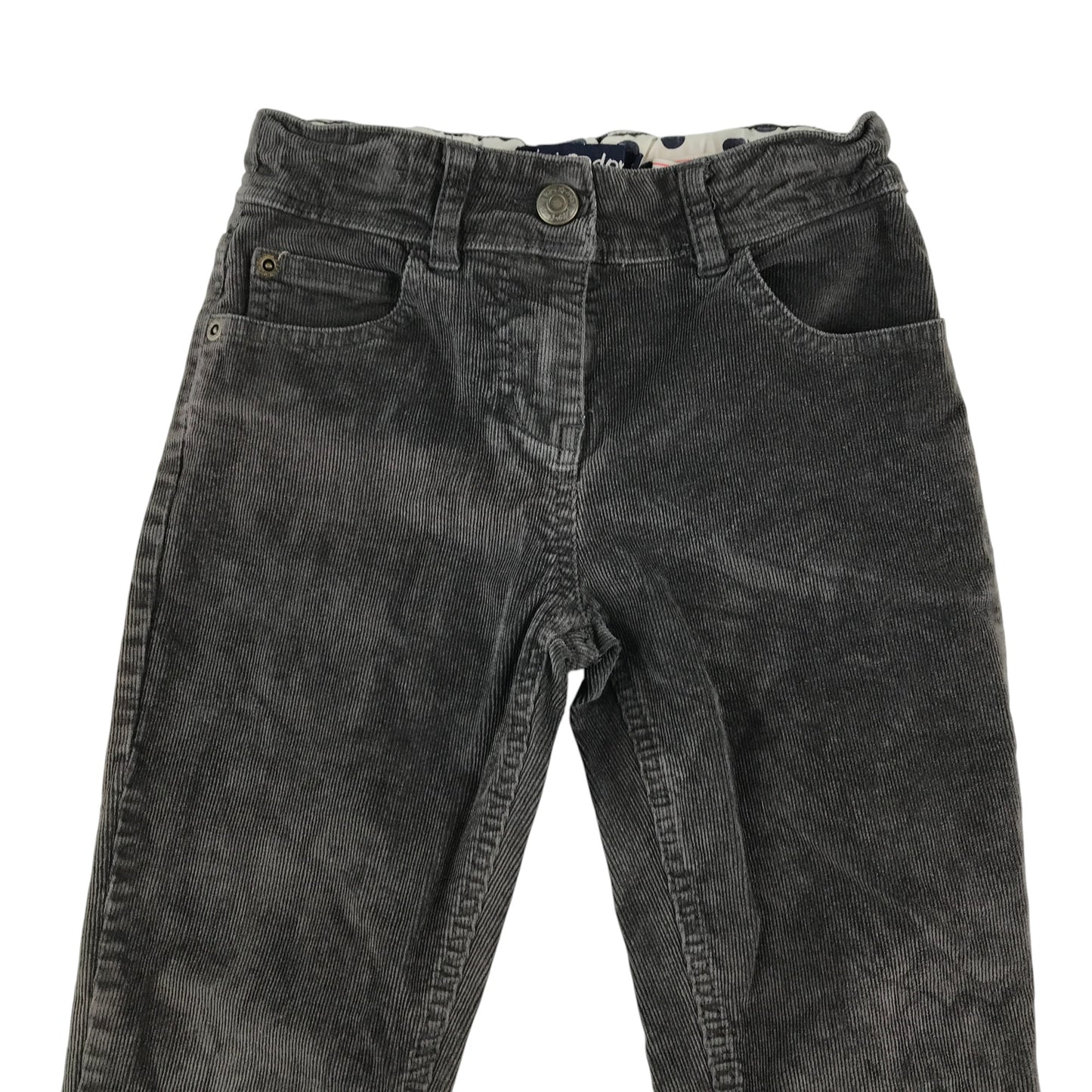 Mini Boden trouser 7-8 year grey corduroy pull-on adjustable waist