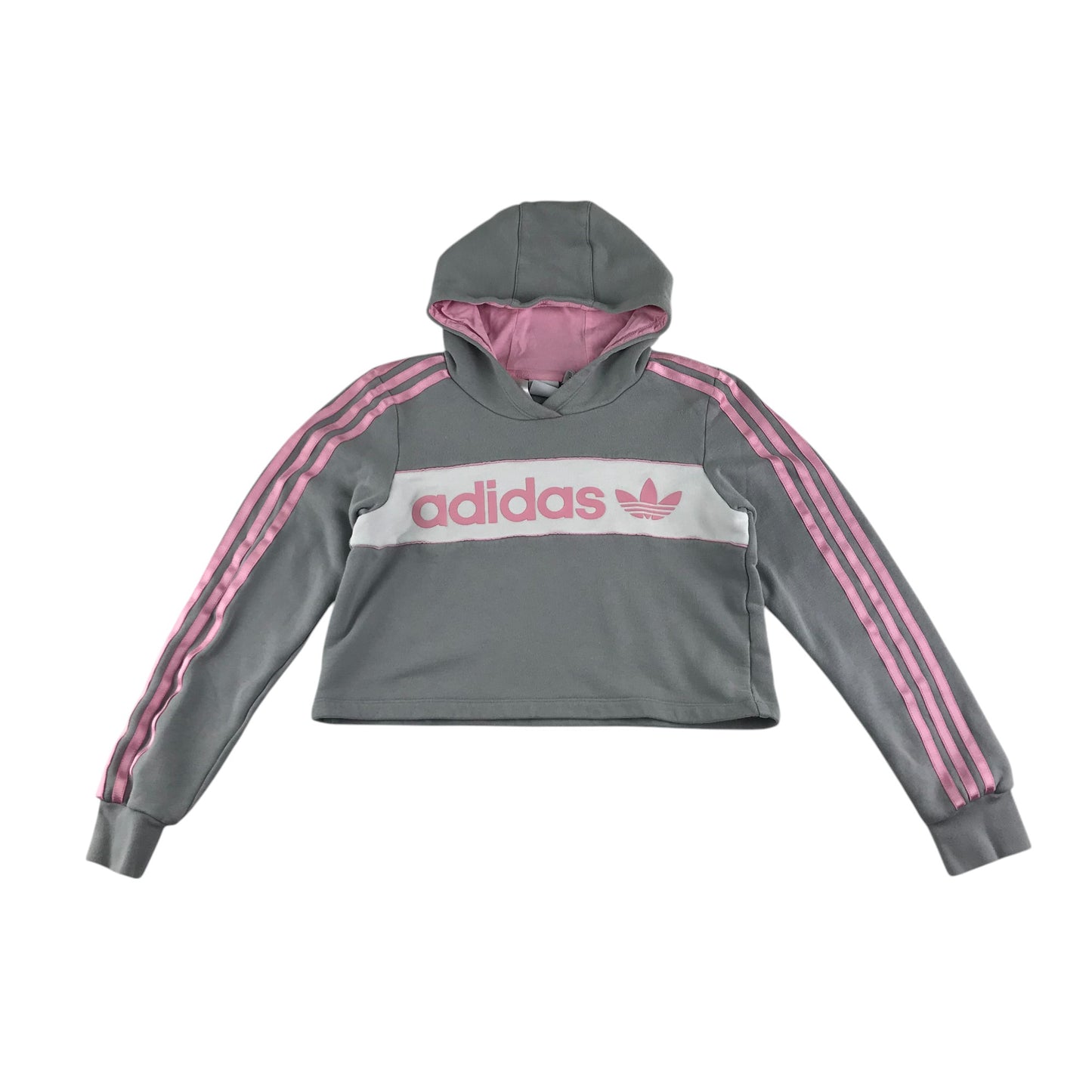 Adidas hoodie 11-12 years grey and pink cropped pullover