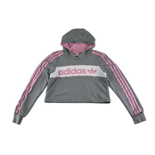 Adidas hoodie 11-12 years grey and pink cropped pullover