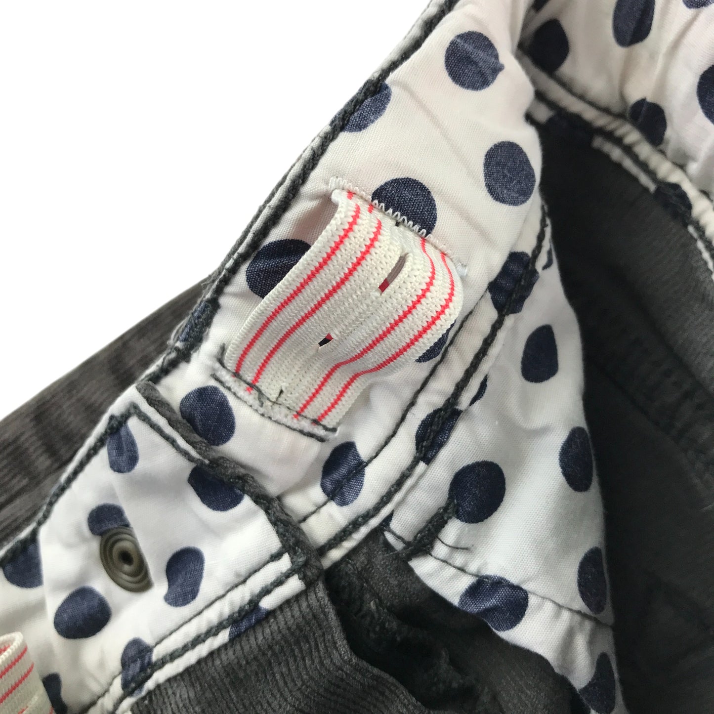 Mini Boden trouser 7-8 year grey corduroy pull-on adjustable waist
