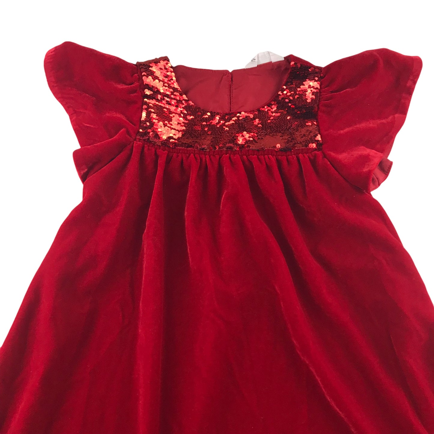 H&M dress 7-8 years red velvety chemise with sequin detailing