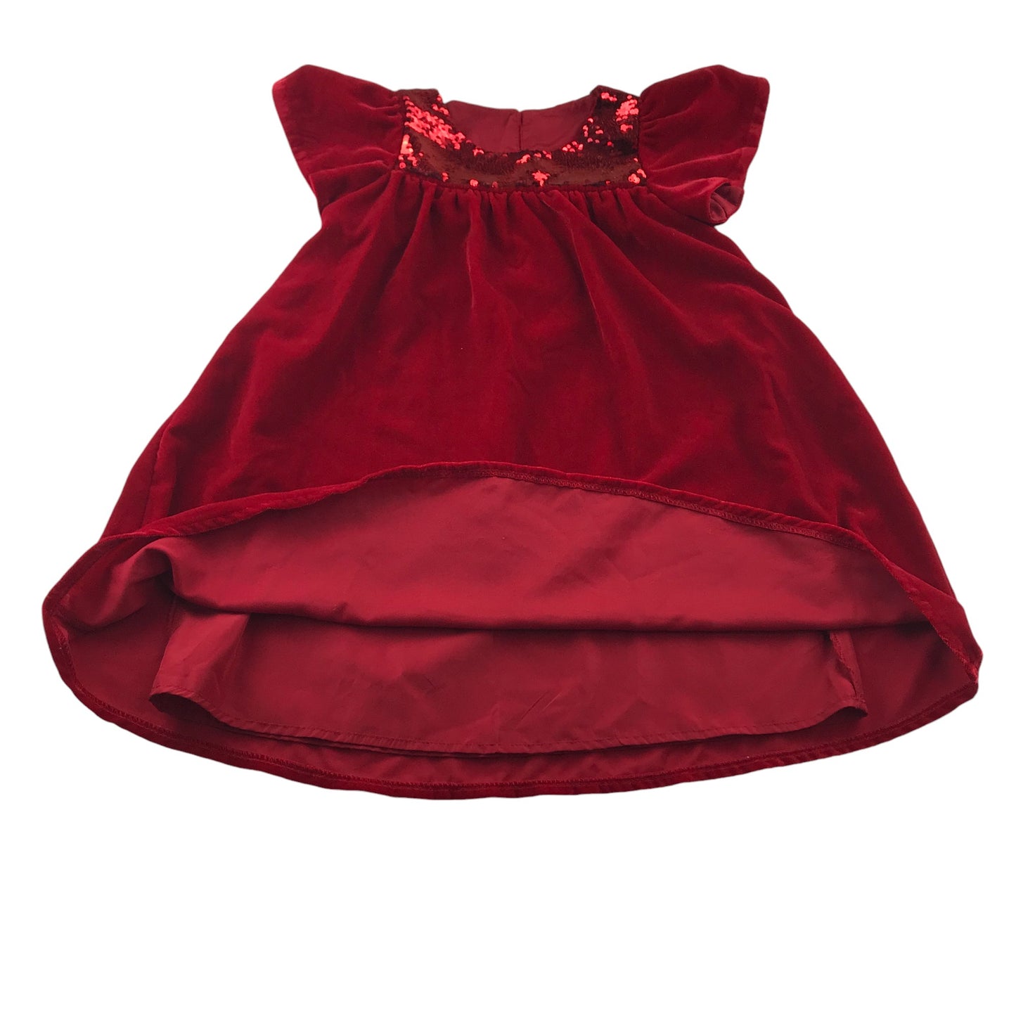 H&M dress 7-8 years red velvety chemise with sequin detailing