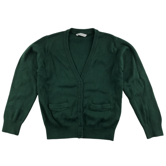 Green school cardigan with pockets