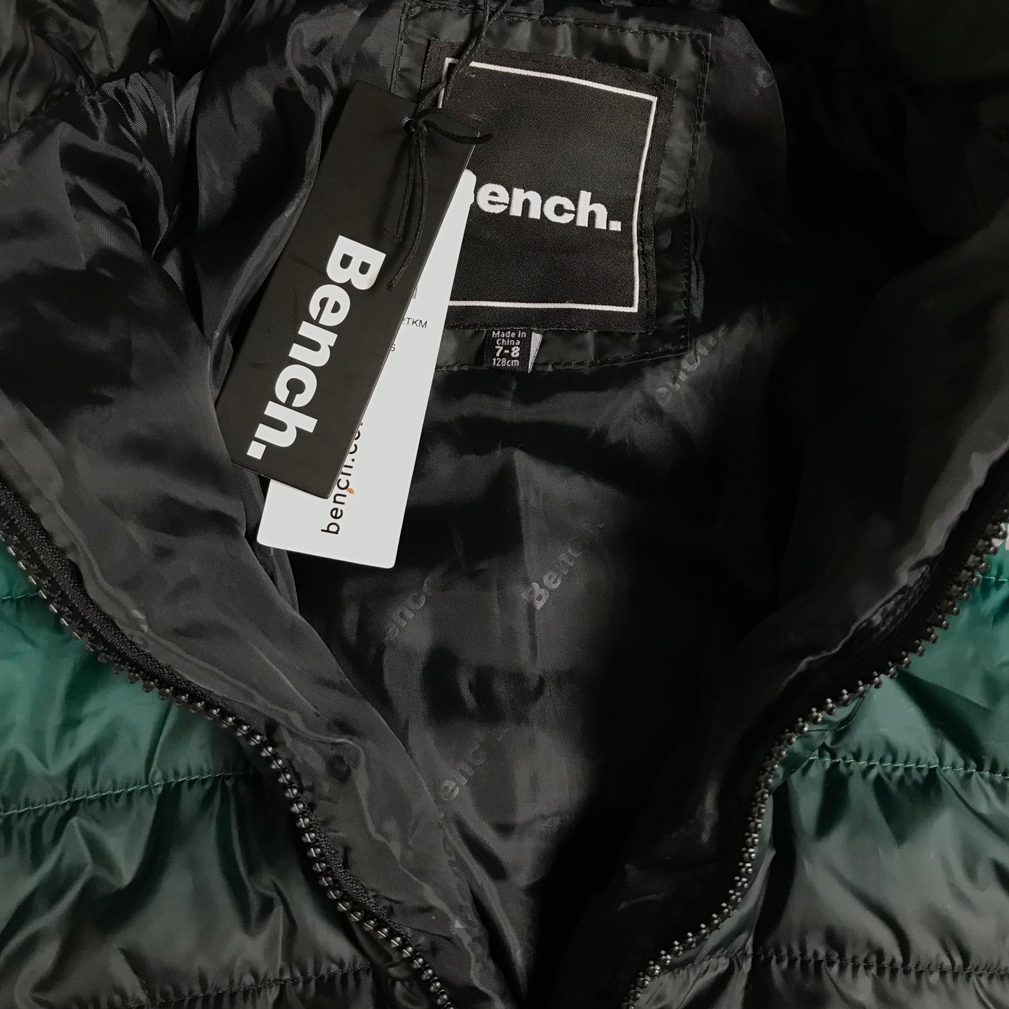 Bench. Teal and Black Gradient Puffer Bomber Jacket Age 7