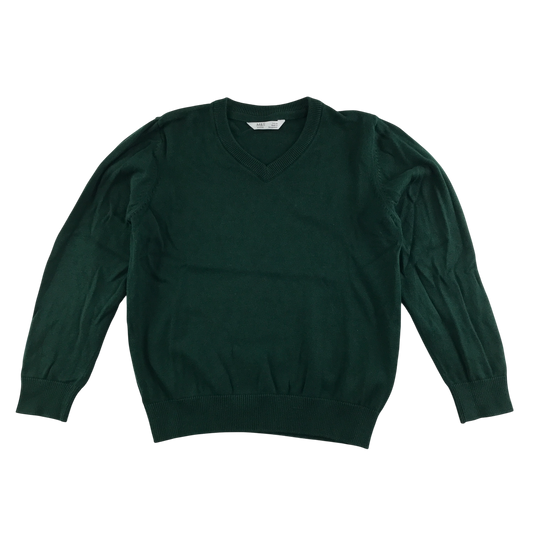 Green v-neck school jumper
