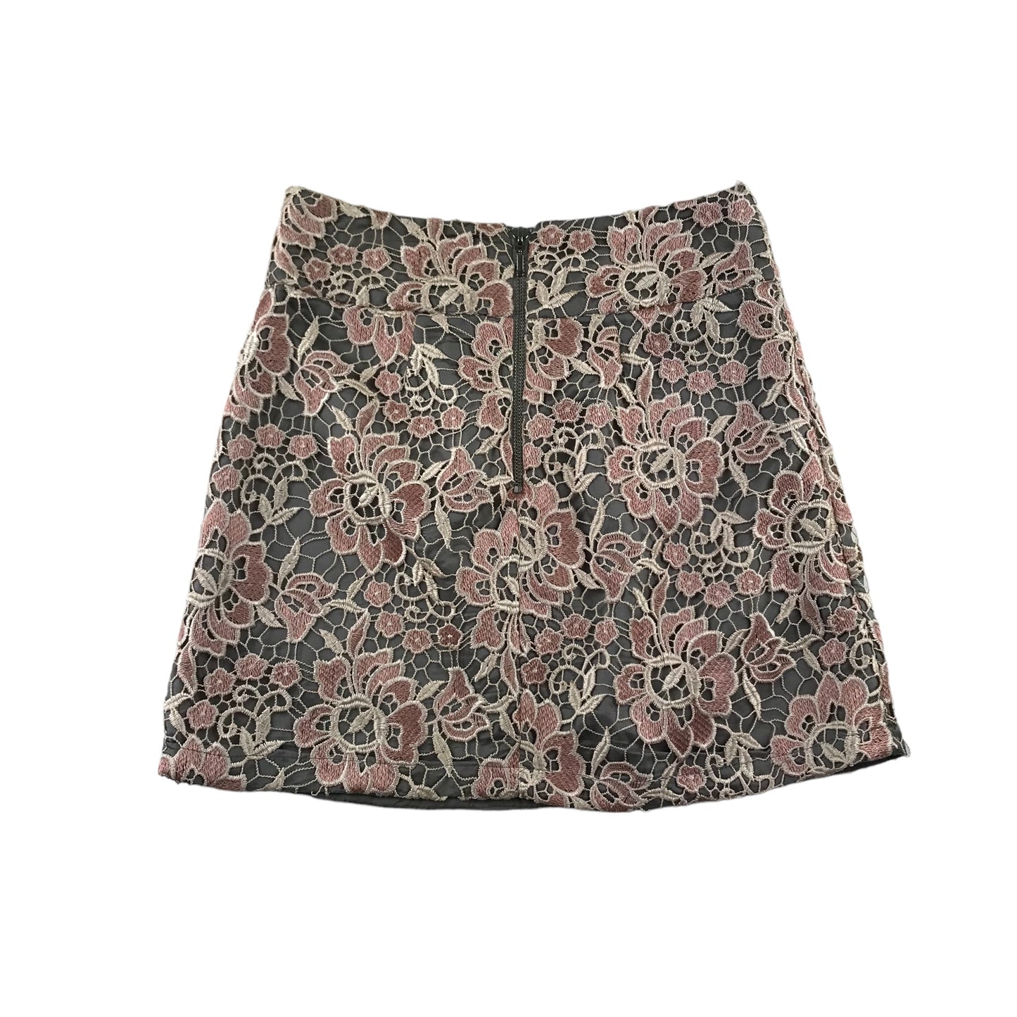 Topshop skirt women UK 8 grey and pink lace layered mini length