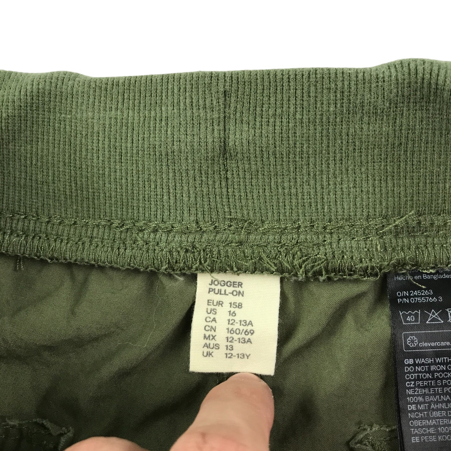 H&M trouser 12-13 year khaki pull-on jogger cargo style cotton