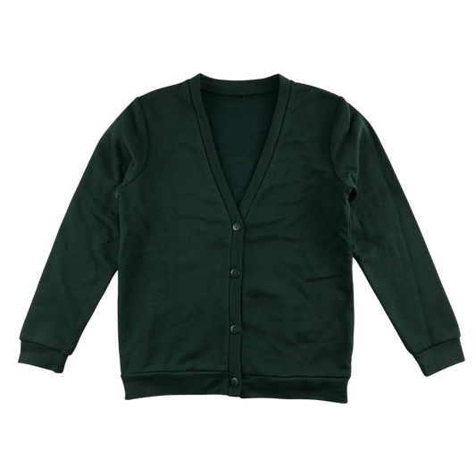 Green jersey school cardigan