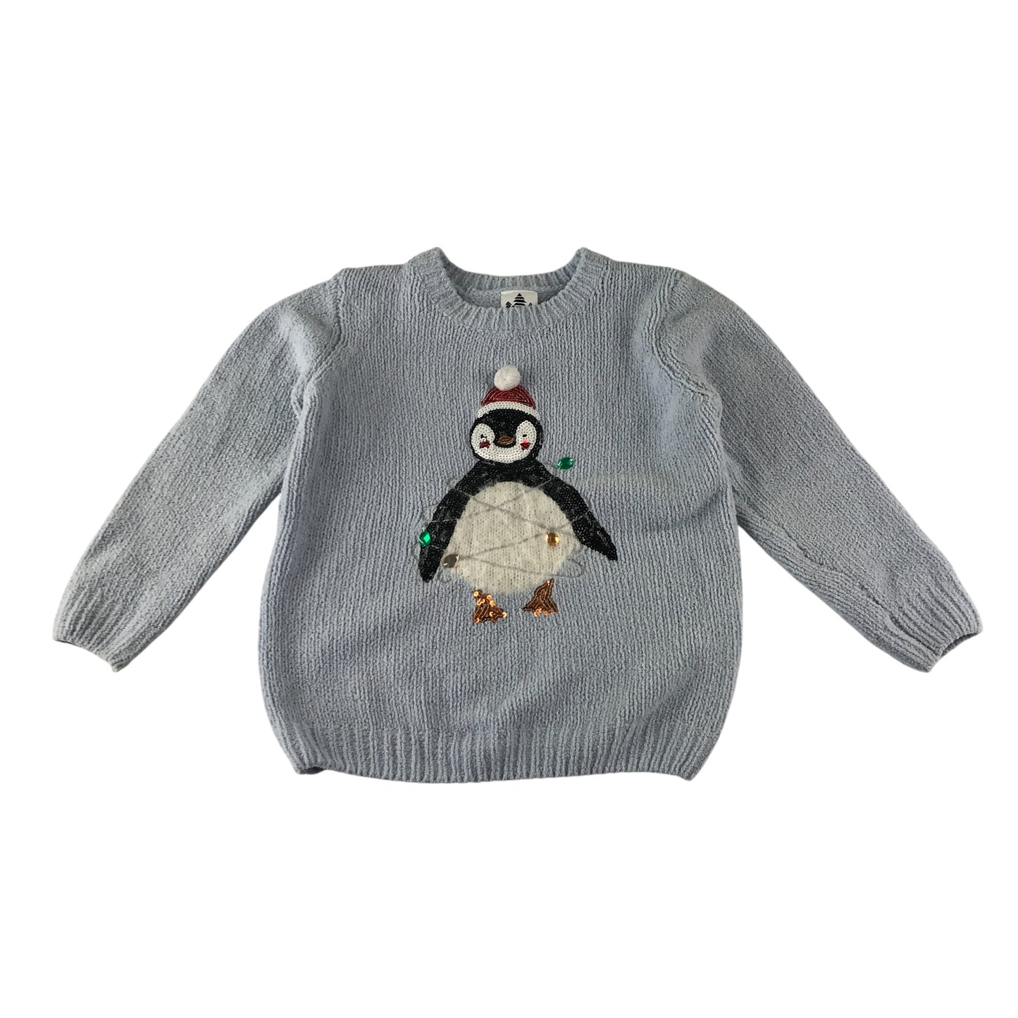 George festive jumper 8-9 years light blue Christmas penguin