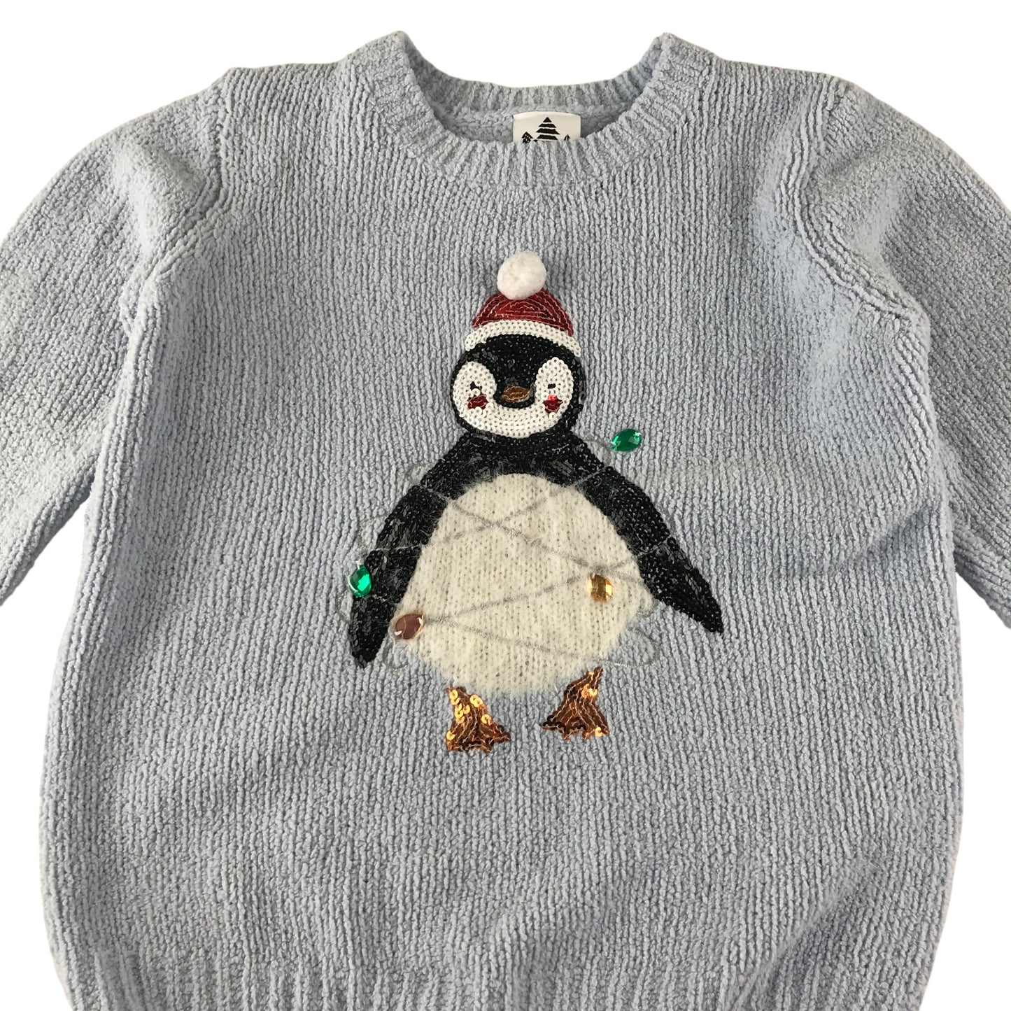 George festive jumper 8-9 years light blue Christmas penguin