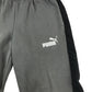 Puma joggers men size S grey with side black stripe panel and white logo