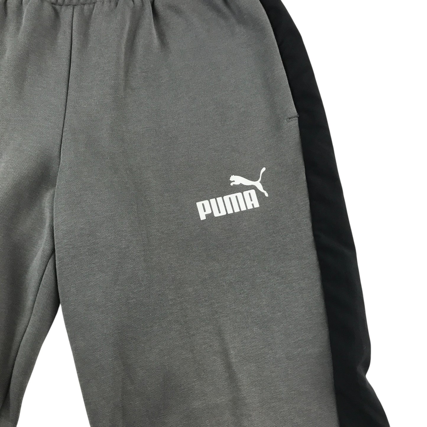 Puma joggers men size S grey with side black stripe panel and white logo