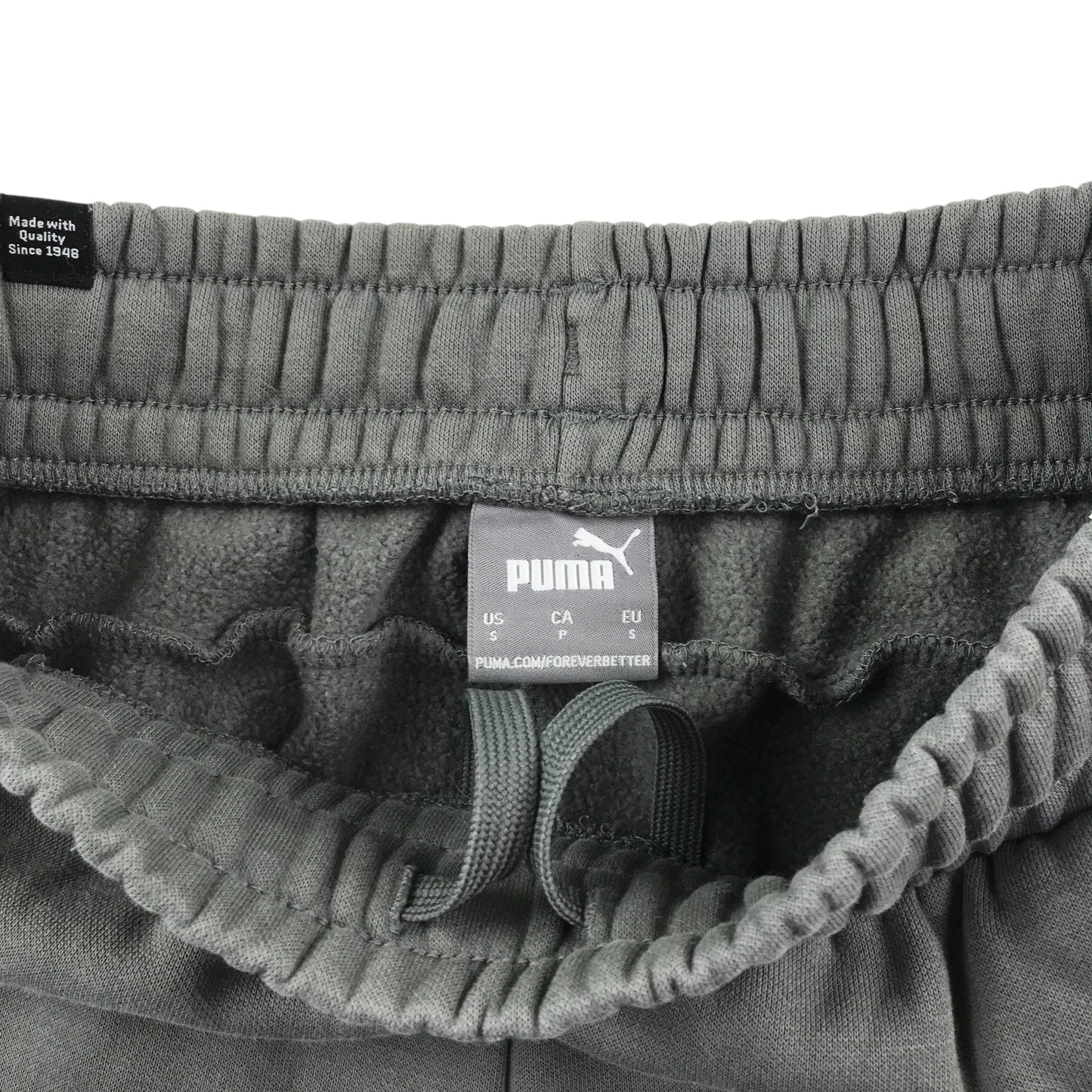 Puma joggers men size S grey with side black stripe panel and white logo