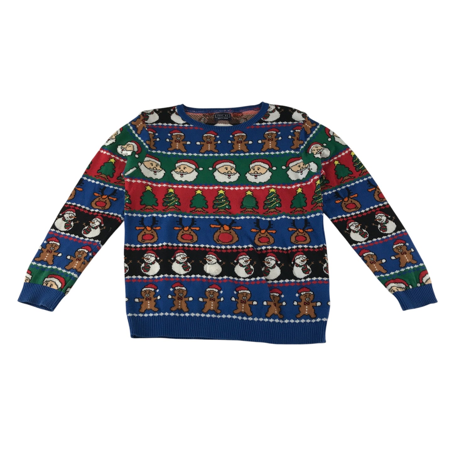 Next festive jumper 8-9 years blue Christmas Santa print cotton