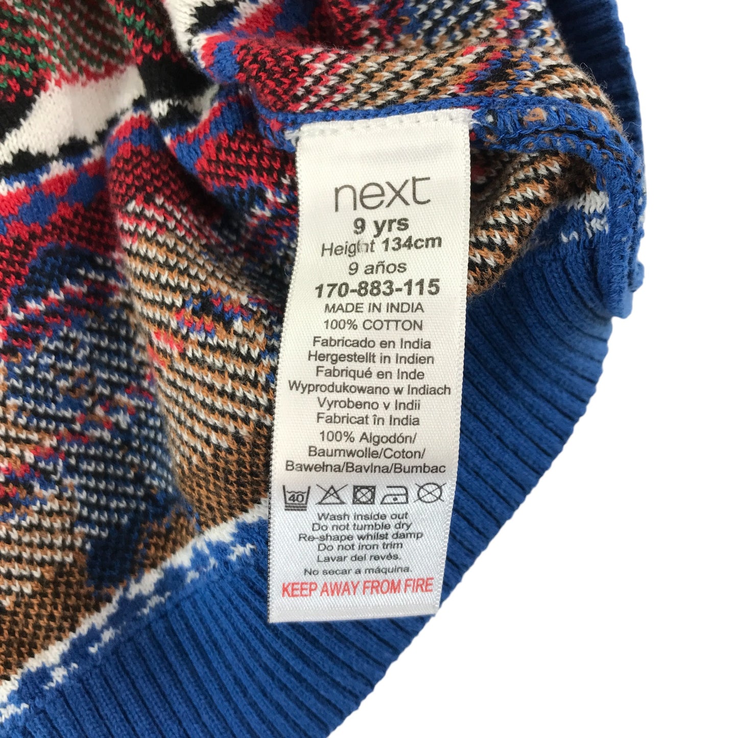 Next festive jumper 8-9 years blue Christmas Santa print cotton