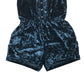 Tu playsuit 9-10 years navy blue velvety with frill detail