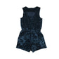Tu playsuit 9-10 years navy blue velvety with frill detail
