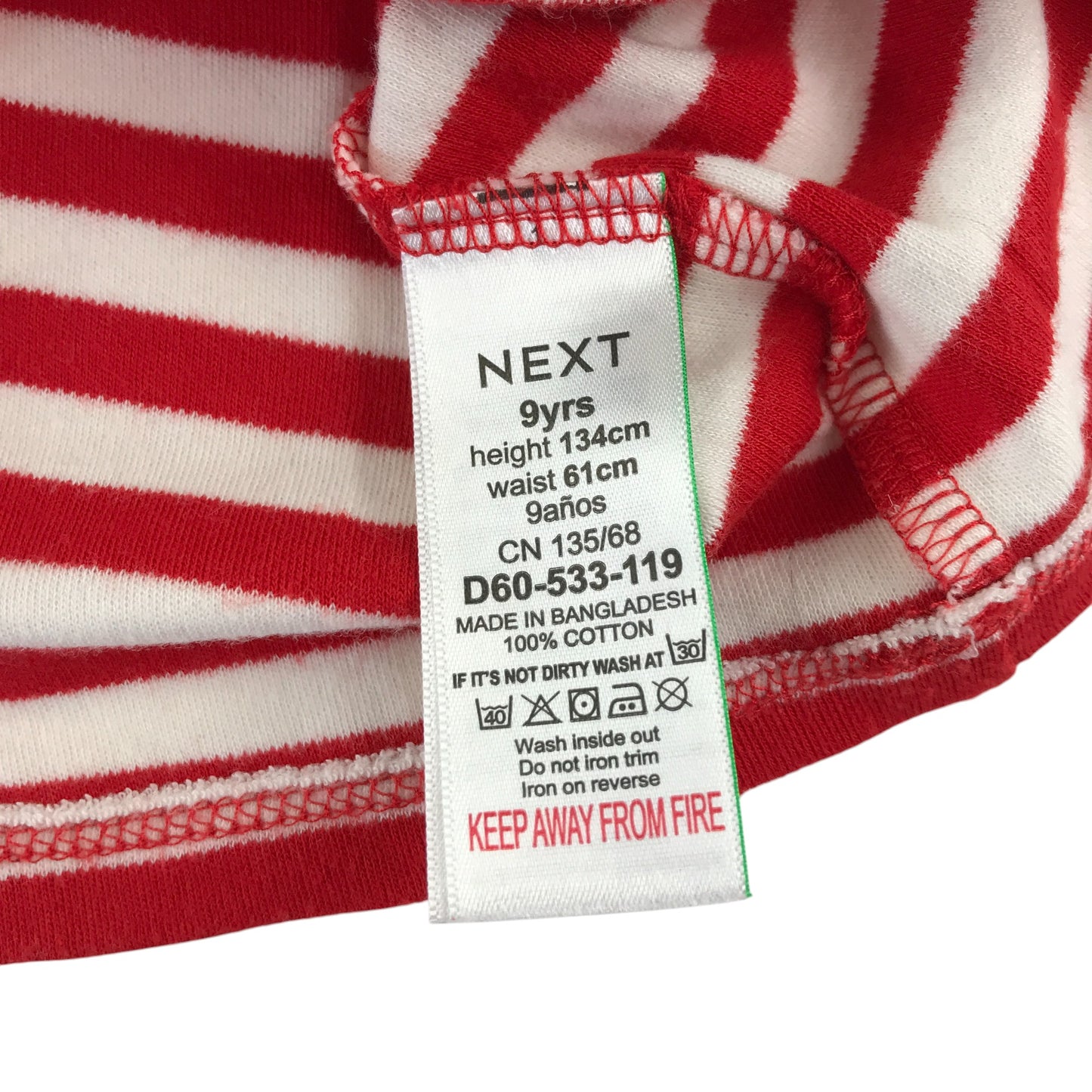 Next festive t-shirt 8-9 years red and white stripy long sleeve sequin Santa cotton
