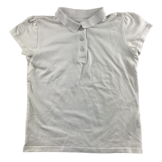 White scallop collar school polo shirt