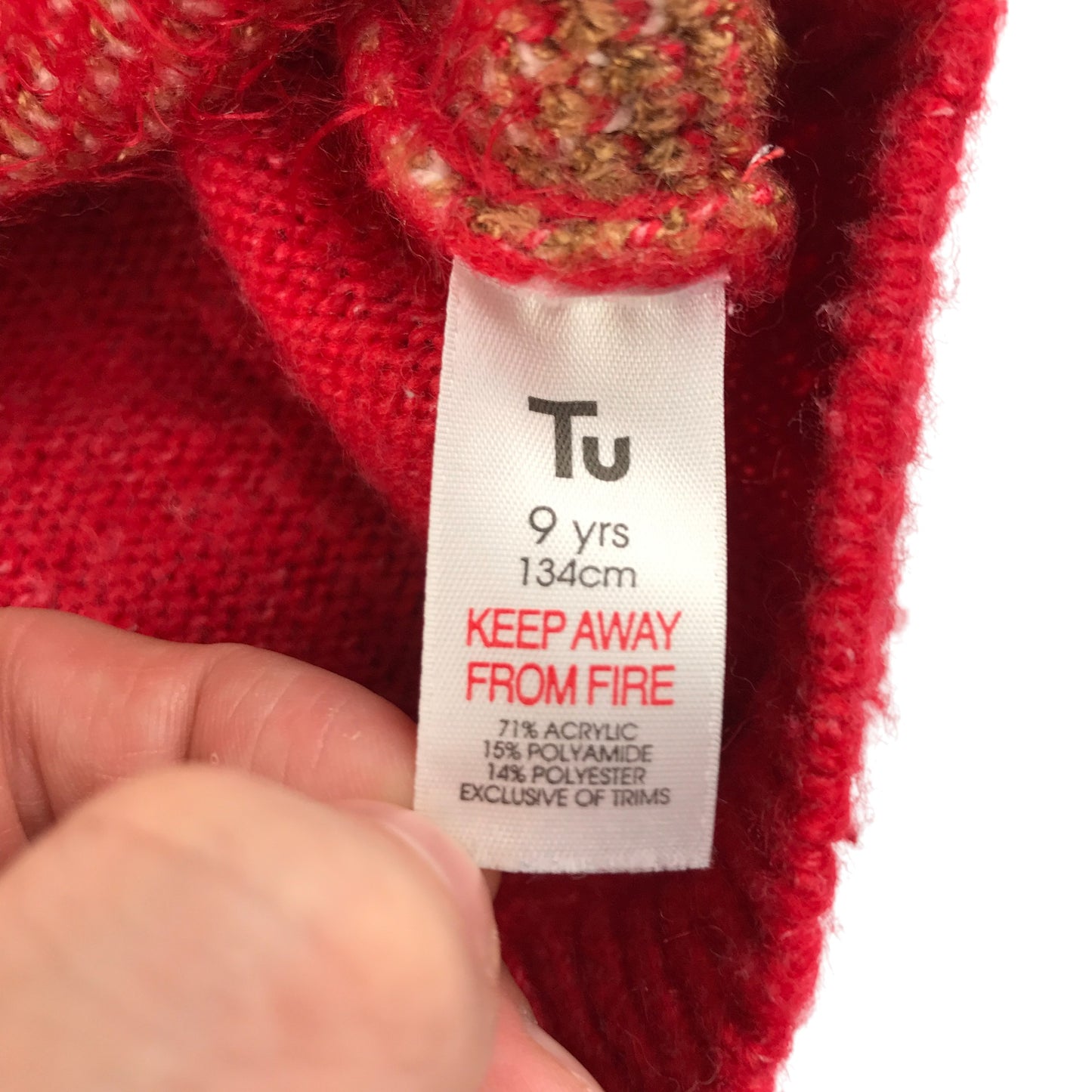 Tu festive dress 8-9 years red knitted jumper dress