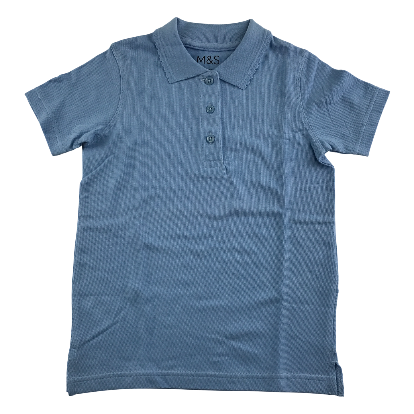 Light blue scallop collar school polo shirt