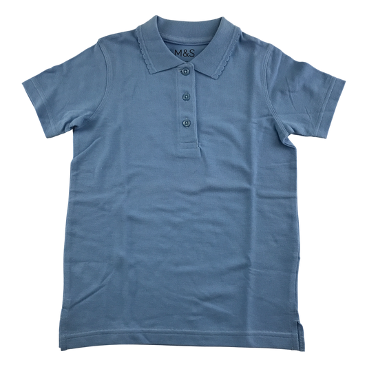 Light blue scallop collar school polo shirt