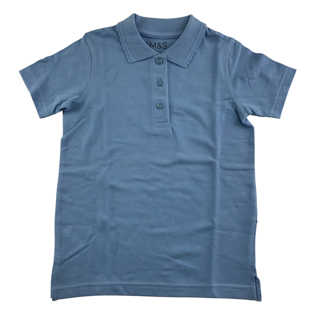 Light blue girls scallop collar school polo shirt
