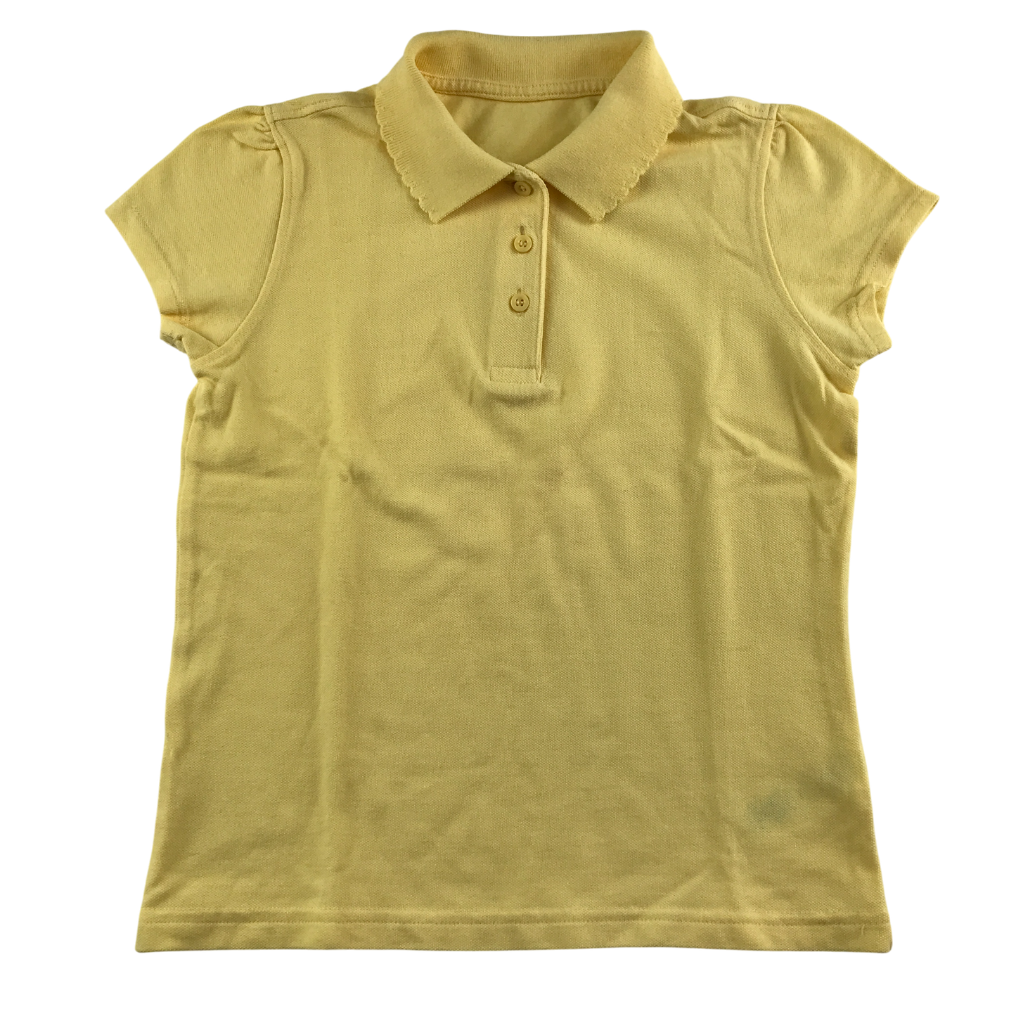 Yellow scallop collar school polo shirt