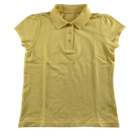 Yellow girls scallop collar school polo shirt