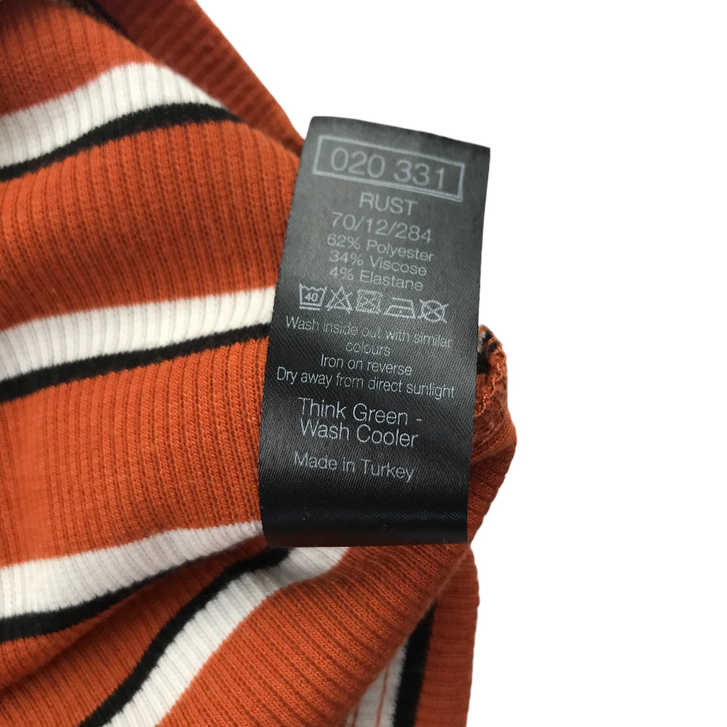 M&Co dress 10-11 years burnt orange stripy stretchy mock neck