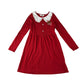H&M festive dress 8-10 years red A line printed pilgrim collar cotton