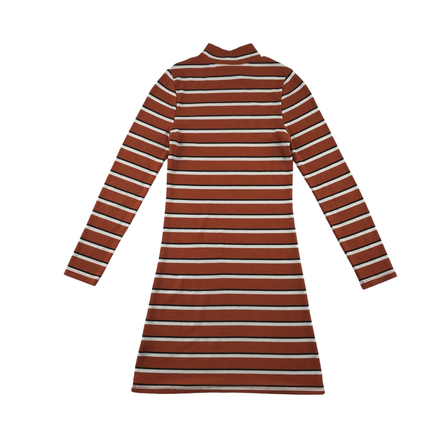 M&Co dress 10-11 years burnt orange stripy stretchy mock neck