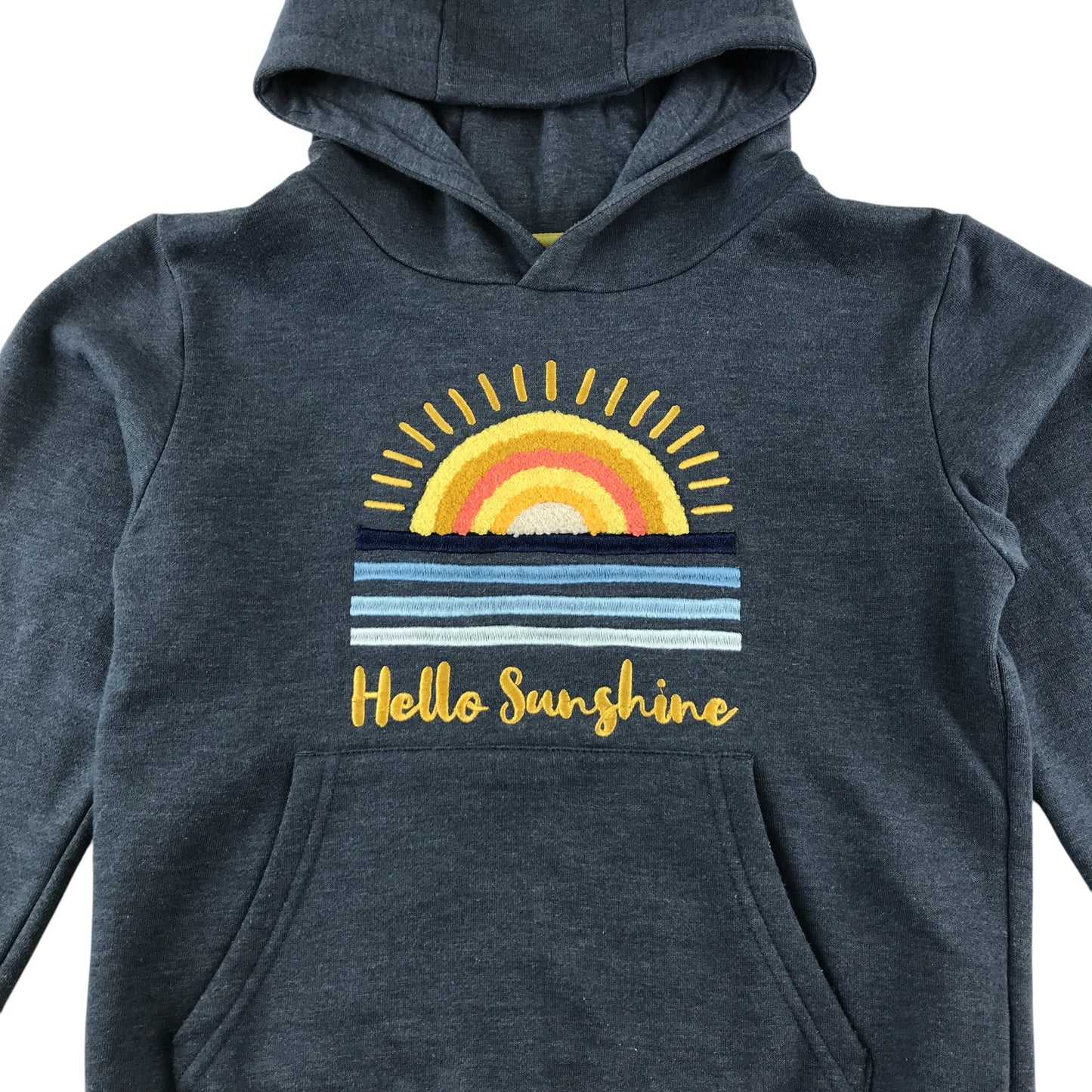 Mountain Warehouse hoodie 9-10 years grey embroidered sun Hello Sunshine