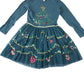 Monsoon festive dress 9-10 teal blue sequin Christmas details and mesh skirt