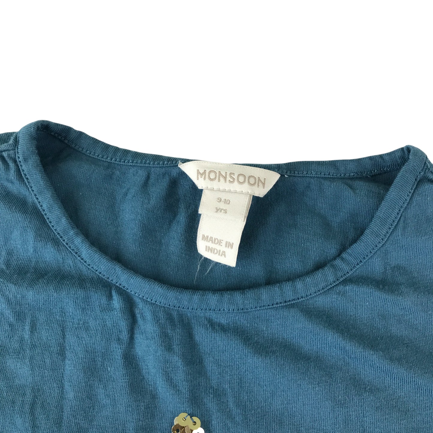 Monsoon festive dress 9-10 teal blue sequin Christmas details and mesh skirt