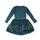 Monsoon festive dress 9-10 teal blue sequin Christmas details and mesh skirt