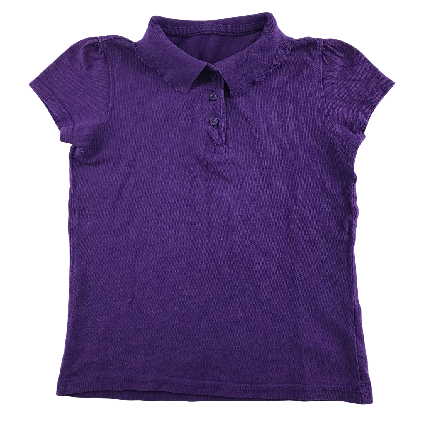 Purple girls scallop collar school polo shirt