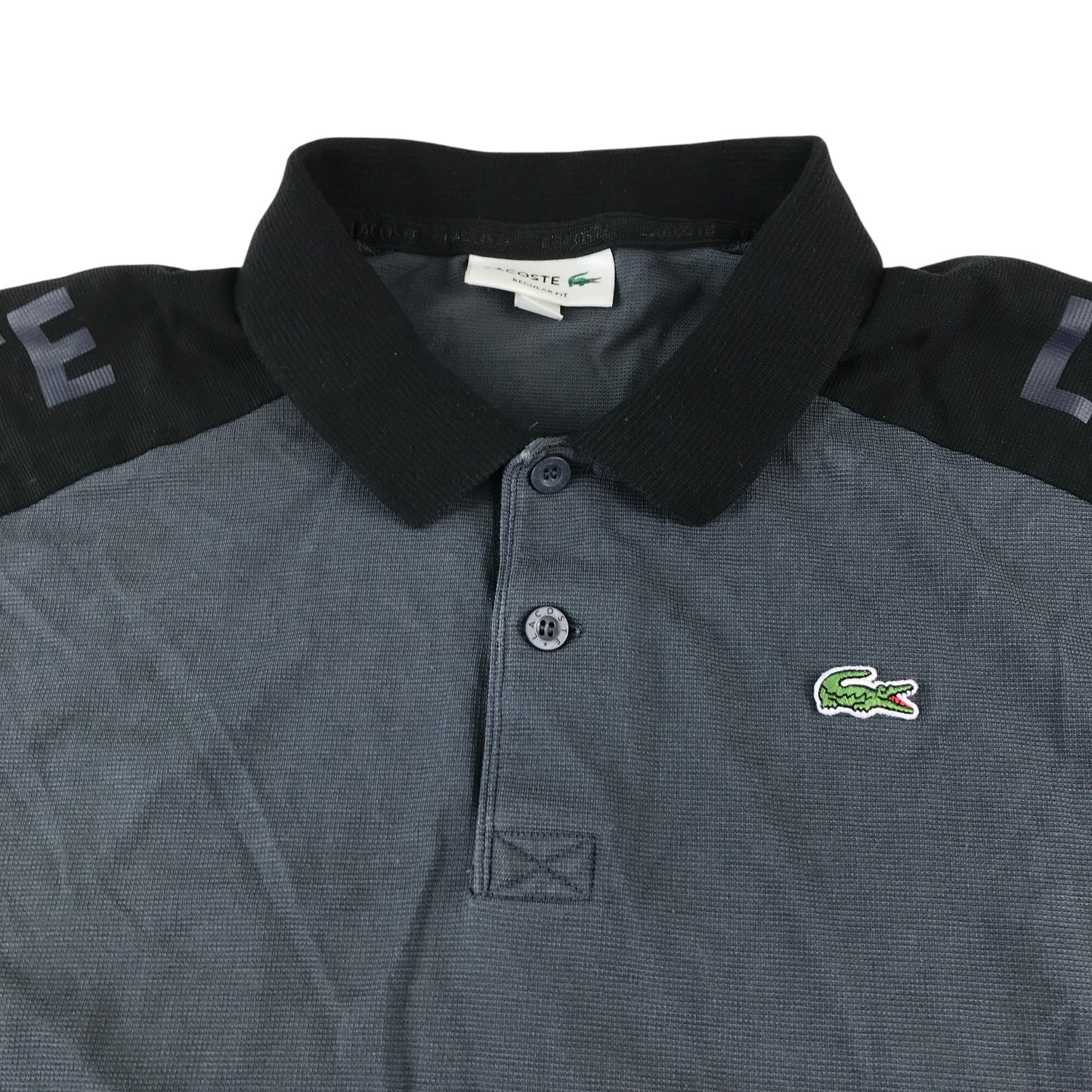 Lacoste poloshirt men's size XL grey and black panelled short sleeve cotton