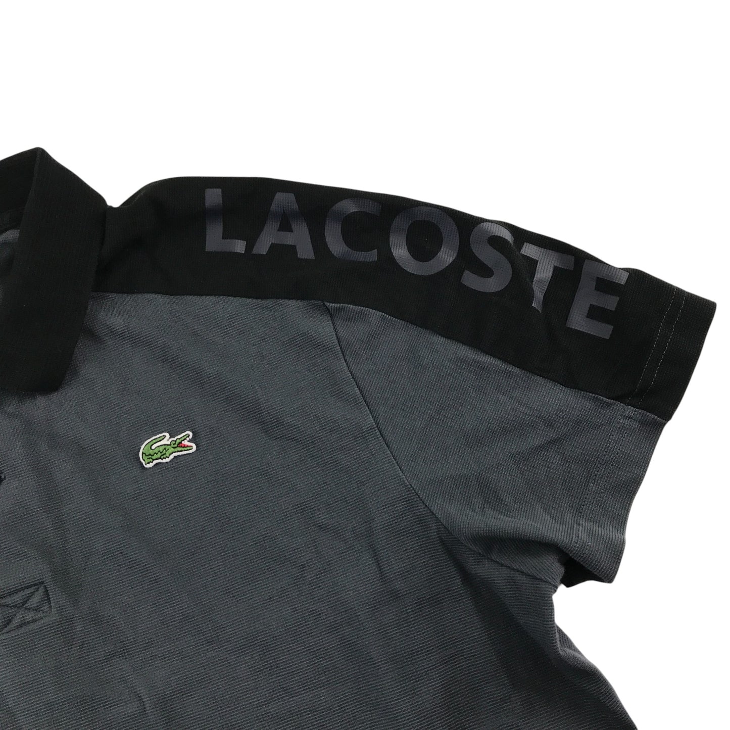 Lacoste poloshirt men's size XL grey and black panelled short sleeve cotton